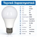 Λαμπτήρας LED VITUS A60 E27 6W 6500K 480lm - Image 5