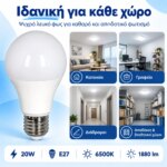 Λαμπτήρας LED VITUS A65 E27 20W 6500K 1880lm - Image 4